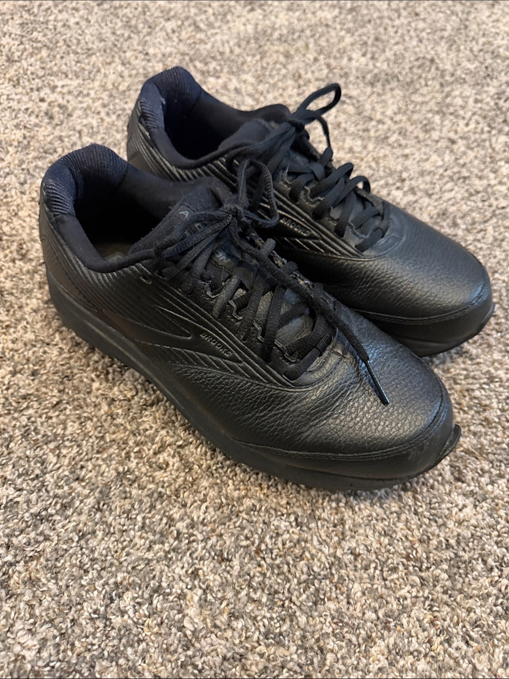 Brooks Addiction Walker 2 Men's Black Leather Walking Shoes Size 10.5 Wide D